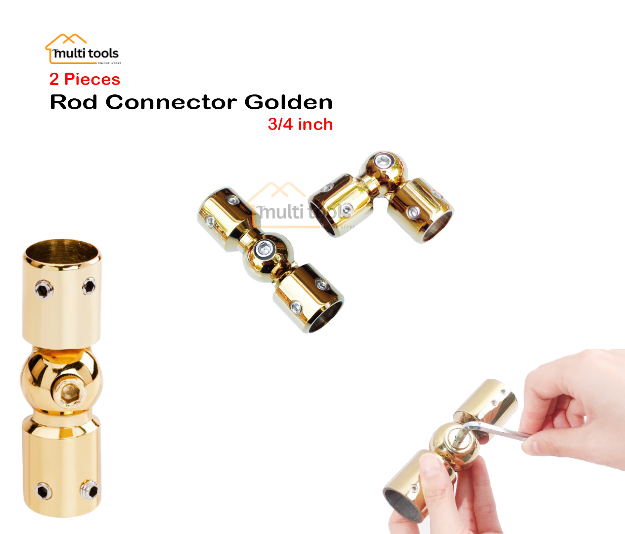 Rod Connector Golden For 3/4 Inch